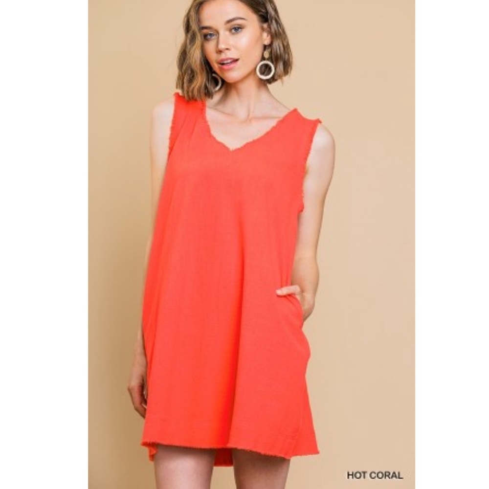1 left! 🔥 Umgee Hot coral shift dress